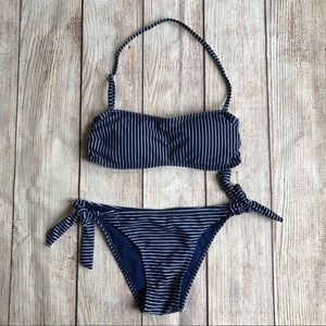 Power Flower Blue Striped Bikini